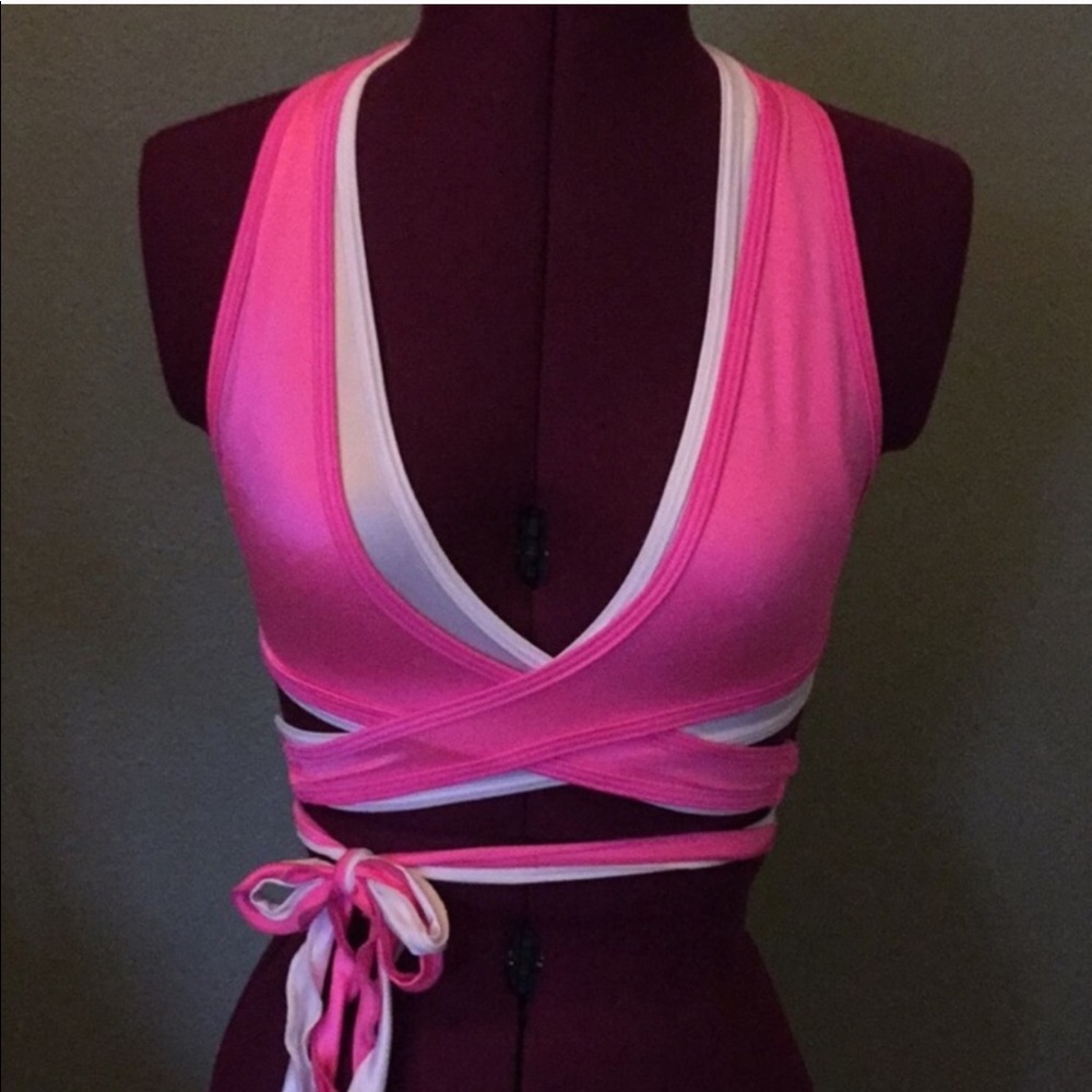 White and pink halter top